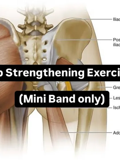 A mini band is all you need for an effective hip strengthening workout. This image introduces a routine of mini-band-only exercises designed to fire up the hips and build lower body strength and stability.