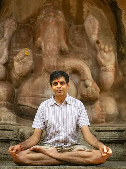 Meditating before the ancient Ganesha carving at Lepakshi Temple was a moment of deep reflection. For me, a photograph is a bridge between the observer and the observed. This self-portrait is a reminder to honor the gifts we are given and to accept ourselves as we are, just as the playful Ganesh in the backdrop suggests.