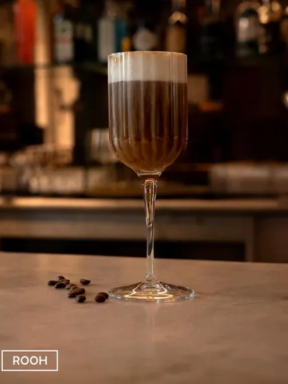 Our coffee cocktail, ready to be savored. It's the perfect after-dinner drink or a stylish pick-me-up for your evening event.