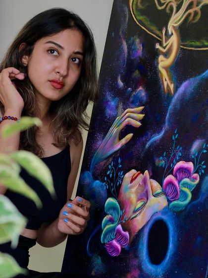 A sneak peek I shared before my exhibition. This piece represents the soul unfurling its wings, a theme of awakening and transcendence.