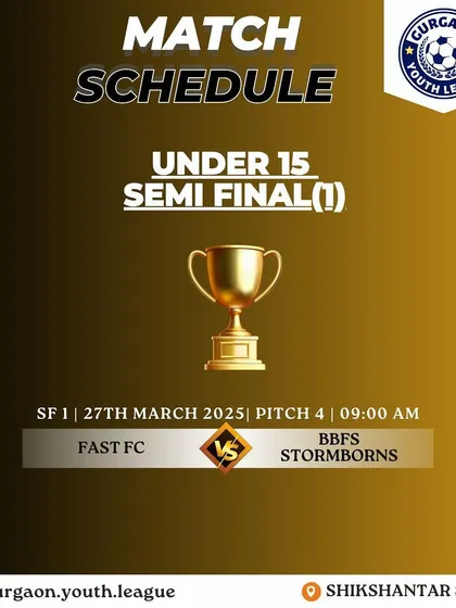 The official match schedule for the U15 semi-final of the Gurgaon Youth League. We prepare our players mentally and physically for these high-stakes games.
