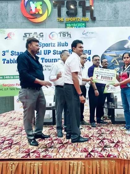 Jamini Goel receiving her Bronze medal at the UP State Ranking tournament in Kanpur.