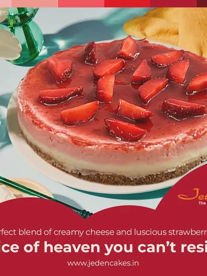 This is a slice of heaven you can't resist. Our Strawberry Cheesecake features a perfect blend of creamy cheese and luscious strawberries on a crumbly crust, offering a balance of sweet and tangy flavors.
