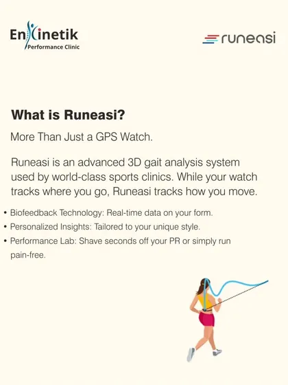 My Runeasi system is more than a GPS watch; it tracks how you move, not just where you go. This advanced 3D gait analysis technology provides real-time biofeedback and personalized insights used by world-class sports clinics.