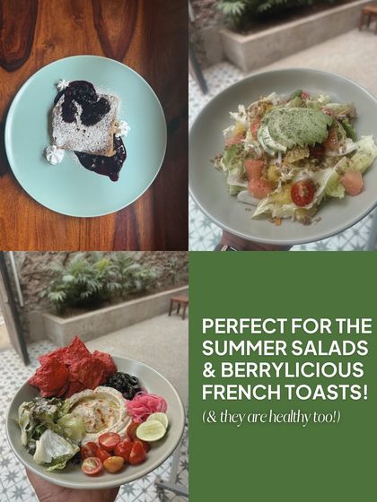 A glimpse of the healthy and delicious options I serve. This includes my summer salads and a berrylicious French toast, proving that nutritious food can also be delightful.