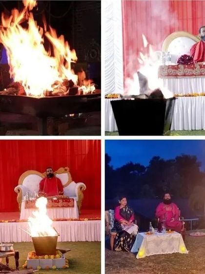 A collage of our fire meditation events. This image, a duplicate of ID 22, reinforces the visual power and spiritual significance of the fire ceremony in our practice.