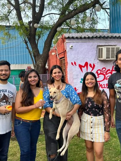 A group of friends celebrating their furry friend's birthday. Our venue is perfect for hosting your entire group to share in the special occasion.