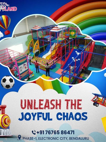 Unleash the joyful chaos. This graphic perfectly captures the energy and excitement of our play area, a world of color and adventure waiting to be explored.