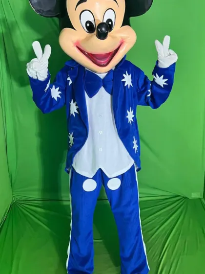Our Mickey Mouse mascot is available for bookings. He's perfect for greeting guests and bringing smiles to everyone's faces at birthday parties.