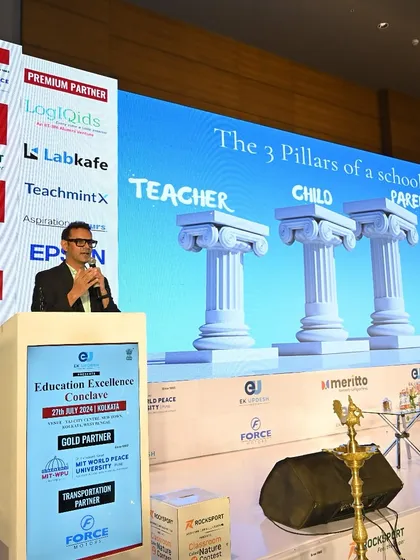 As a keynote speaker, I focus on the foundational partnership in a child's life. This slide from one of my talks illustrates my core belief: the three pillars of a school are the Teacher, the Child, and the Parent, all working in harmony for holistic development.