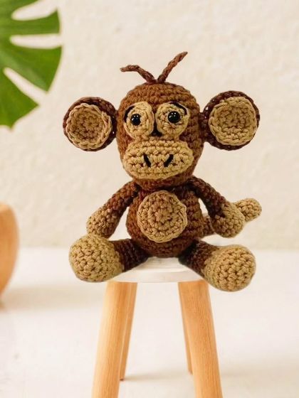 This cheeky crochet monkey is ready to bring some fun into your home. I designed him with big ears and a curious expression, and his size can be customized to your liking.