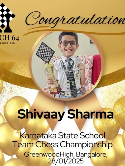 It’s never too early to become a champion. We celebrate our student Shivaay Sharma for his fantastic performance and victory at the Karnataka State School Team Chess Championship.