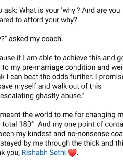 Sometimes fitness is about more than just physical health. This powerful testimonial from a client shows how achieving her fitness goals gave her the strength to change her life in more ways than one.