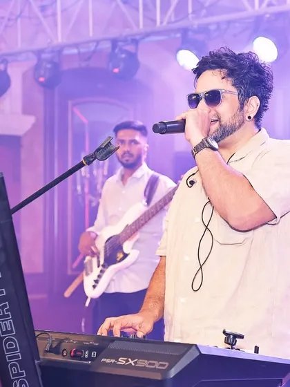 A wide shot of our performance setup at the ITC Grand Central. We are experienced in working with premium venues and delivering a top-tier live music experience.