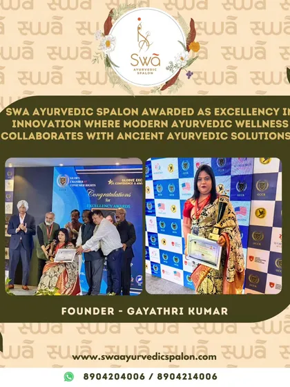 I was honored to receive this award for 'Excellency in Innovation', recognizing our unique approach of blending modern wellness with ancient Ayurvedic solutions. It is a testament to our commitment to authentic, effective care.