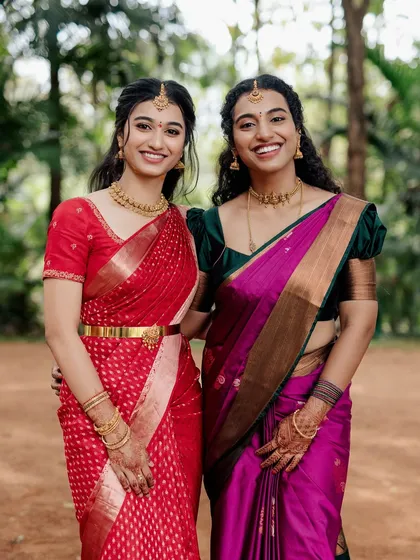 Another beautiful shot of the bride and her sister. It's always fun to create looks for the whole family, ensuring everyone feels their best for the celebration.