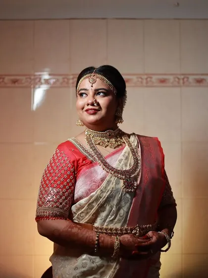 Another angle of the bride, looking elegant and poised.