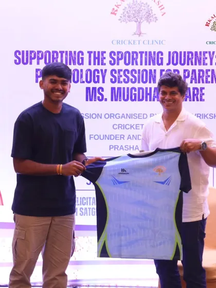 Recognizing the hard work of Ayush Mhatre at our event. Celebrating milestones is an important part of the journey, reinforcing the positive efforts of the player.