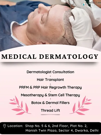 Our medical dermatology services are led by highly experienced doctors. This includes advanced procedures like hair transplants, PRP therapy, Botox, dermal fillers, and thread lifts for comprehensive skin and hair care.