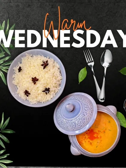 A comforting bowl of my Red Thai Curry with rice, perfect for a "Warm Wednesday." The rich coconut-based curry is full of flavor and exotic spices.