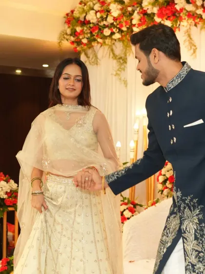 Another beautiful moment between the couple during their engagement ceremony.