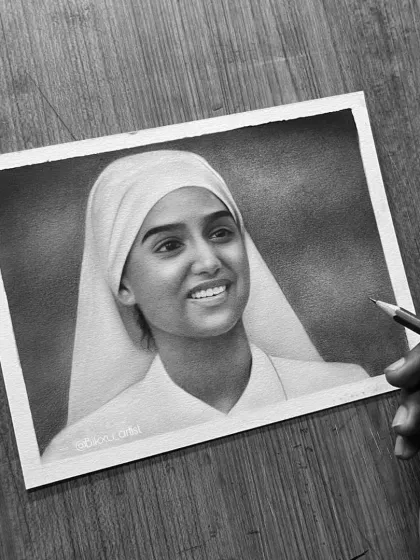 A finished portrait of a nun, showcasing my ability to render gentle expressions and the soft folds of fabric.
