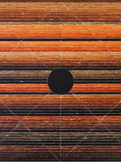 This iconic 1990 work by S.H. Raza showcases the geometric mastery and spiritual depth that defines much of the modern Indian art I represent. The 'Bindu' at its heart is a point of contemplation, a symbol of life's origin that I am honored to share with collectors.