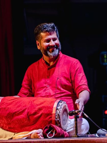 The master percussionist B C Manjunath on the mridangam during 'Abhivandanam'. His rhythmic foundation is both powerful and incredibly nuanced.