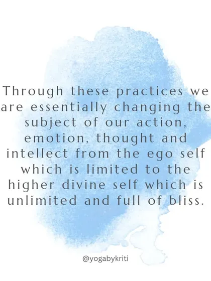 Through the four paths of yoga, we change the subject of our actions, emotions, and thoughts from the limited ego-self to the unlimited, blissful divine Self.