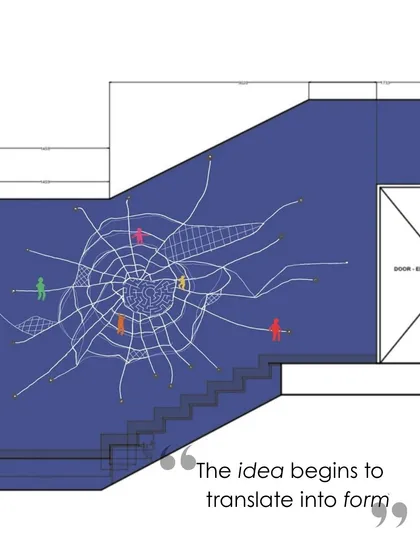 A conceptual sketch for 'The Staircase Entry Project,' an internal studio exercise. The design begins with an abstract idea, translating a core philosophy into a visual form.