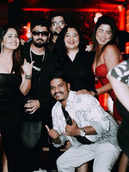 The whole group together for a memorable night at Badmaash.