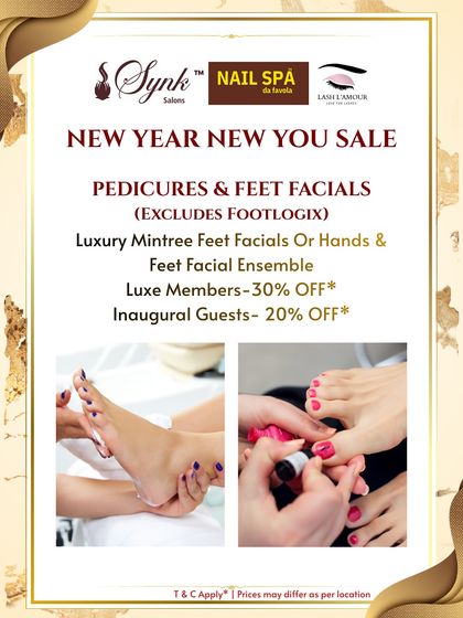 My New Year New You Sale on pedicures and feet facials. This offer features luxury Mintree treatments and special discounts for my valued members and new guests.