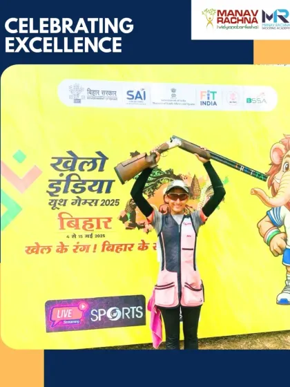 Addya Katyal celebrates her victory at the Khelo India Youth Games. Our academy focuses on nurturing young talent to perform under pressure and secure podium finishes.