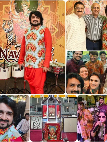 More memories from Navratri 2024. Posing in my floral kurta, with the drums in the background, ready for the music to begin.