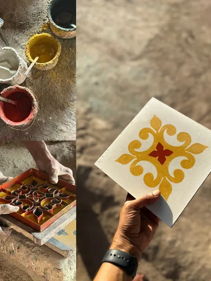 Sometimes the work happens outside the studio. This month, I spent time in Chettinad, collecting impressions of tiles and history. This quiet noticing is what fills the well I draw from.