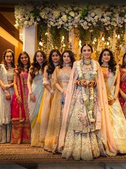 The bride and her bridesmaids, beautifully dressed and ready for the ceremony. We coordinate with the photography team to ensure these important group portraits are captured.