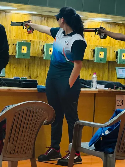 A student demonstrates a perfect one handed stance during a training session. We drill the fundamentals of posture and balance until they become second nature.