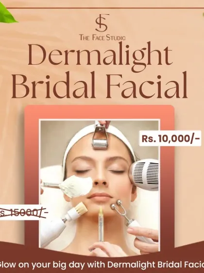 This monsoon, glow on your big day with a special offer on the Dermalight Bridal Facial. It's the perfect treatment to ensure you look radiant, no matter the weather.