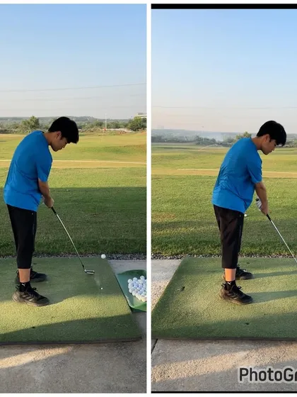 The impact position is already looking more dynamic, with the body starting to lead the hands.
