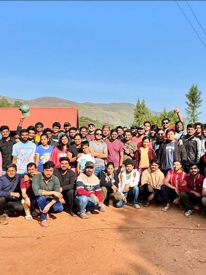 The basecamp buzz before starting the Netravathi trek. This is where the excitement begins, with a large group of fellow adventurers.