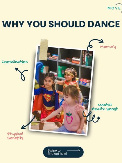 This graphic explains the many benefits of dance, from physical health to improved memory and mental well-being.