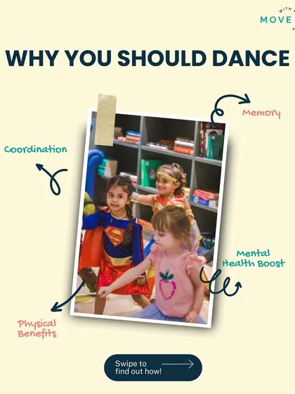 This graphic explains the many benefits of dance, from physical health to improved memory and mental well-being.