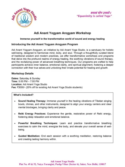 This is an overview of my Adi Anant Yogyam Arogyam Workshop. I design these special programs for those who wish to immerse themselves deeply in sound healing, Reiki, and advanced breathing techniques to unlock their innate potential for healing.