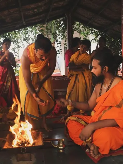 Our residential program is a true Gurukul experience. We begin our days with rituals like this fire ceremony, centering our minds and purifying our intentions before we pick up the bow.