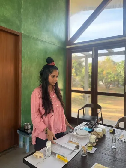 Hey, I'm Pooja. This little business is my passion for all things natural, handmade, and soulful. I teach people how to create their own skincare, not just because it's better for you, but because the act of creating is a form of self-care itself.
