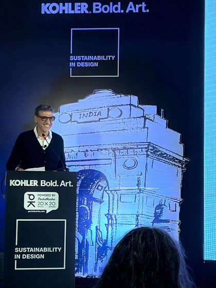 Our principal Amit Arora presenting at a Kohler Bold Art event on sustainability in design. He shared insights on how thoughtful, responsible choices can transform architecture, enhance functionality, and support long-term environmental goals.