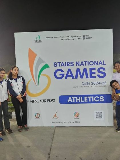 The Trackblazers team at the Stairs National Games in Delhi. We travel as a team, compete as a team, and celebrate as a team.