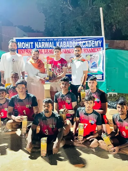 The champion team of our intramural league, Gurgaon City, with their prizes. Hard work pays off.