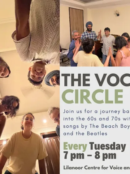 This is what our Vocal Circle is all about: community, harmony, and fun. We explore songs from the 60s and 70s by artists like The Beatles and The Beach Boys in a relaxed, no-audition environment.