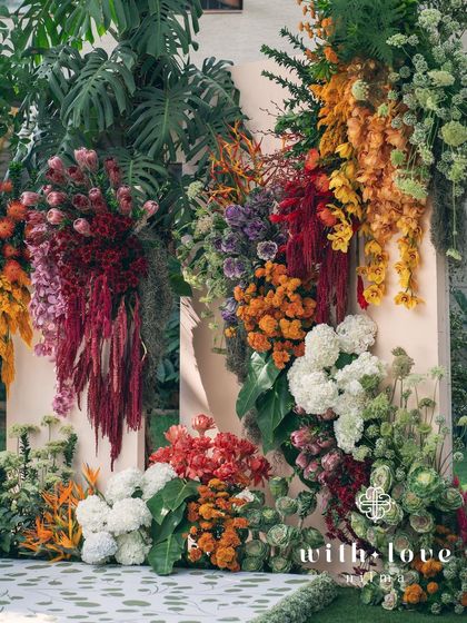 Another angle of the stunning 'Garden of Gaia' floral wall.